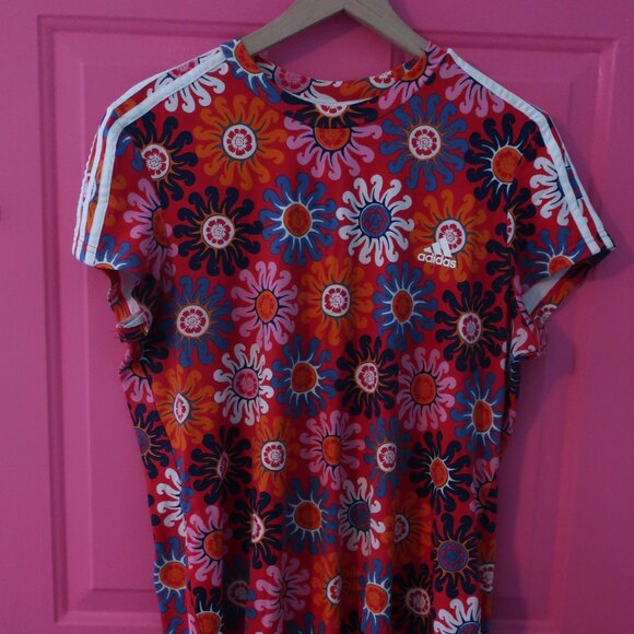 ADIDAS FARM RIO Mini Floral Red Dress 3-Stripes WORN ONCE - Picture 1 of 5